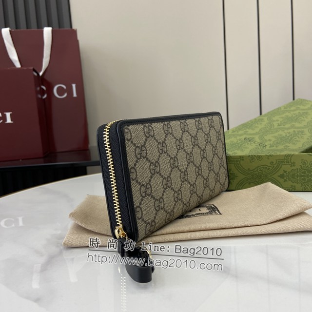 Gucci專櫃古馳最新款Emblem系列拉鏈長夾錢包 jh2402型號：821803